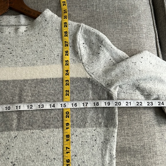 LOFT Grey Mock Neck Color Block Striped Tunic Sweater - Picture 8 of 10